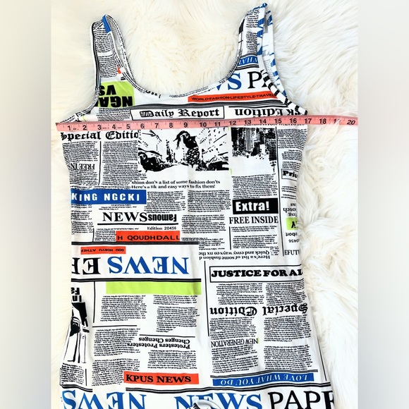 Newspaper Themed Top Model Romper/Body Suit Size S - Picture 2 of 8